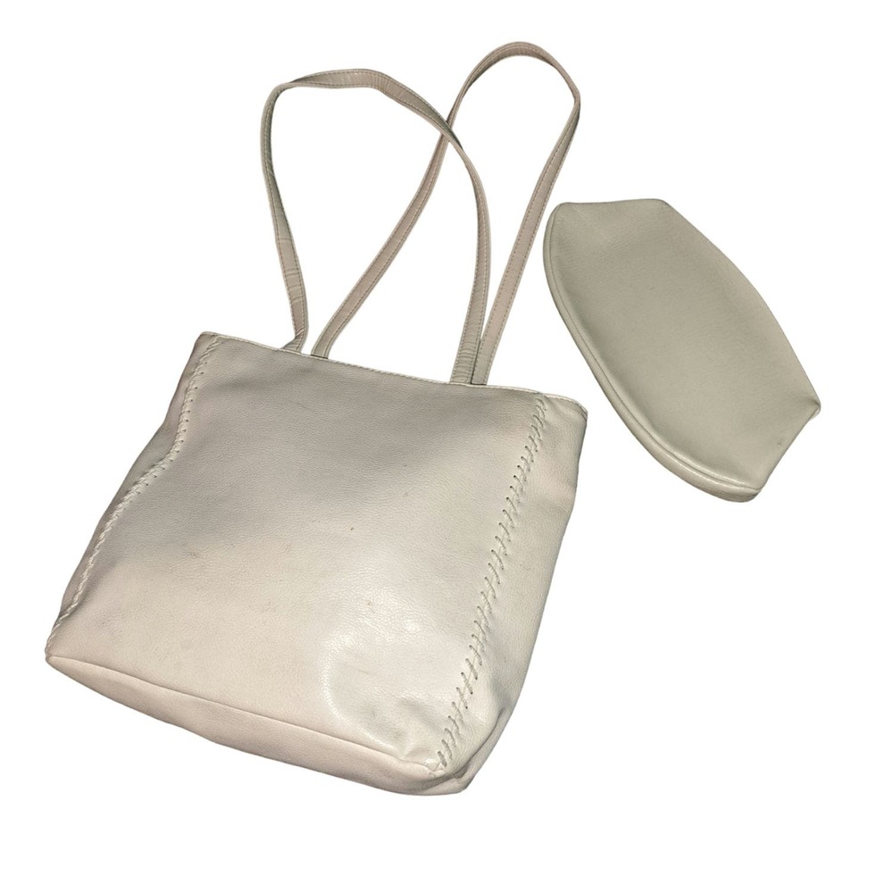 Vintage 80's Esprit Purse Cream Colored Beauty with top snap makeup bag